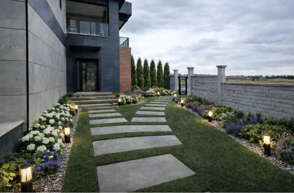 Premium villa bahçe peyzaj uygulaması